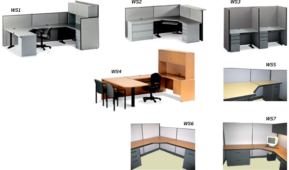 Photos of office furniture from Office Rental, Inc.: conference tables, training tables, board room table